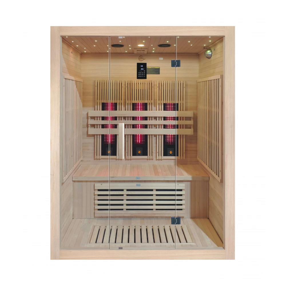 JJSPA JI150A háromszemélyes infraszauna kanadai hemlock fából LED RGB csillagos égbolttal